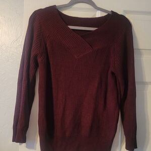 New York & Company Burgundy V-Neck Sweater